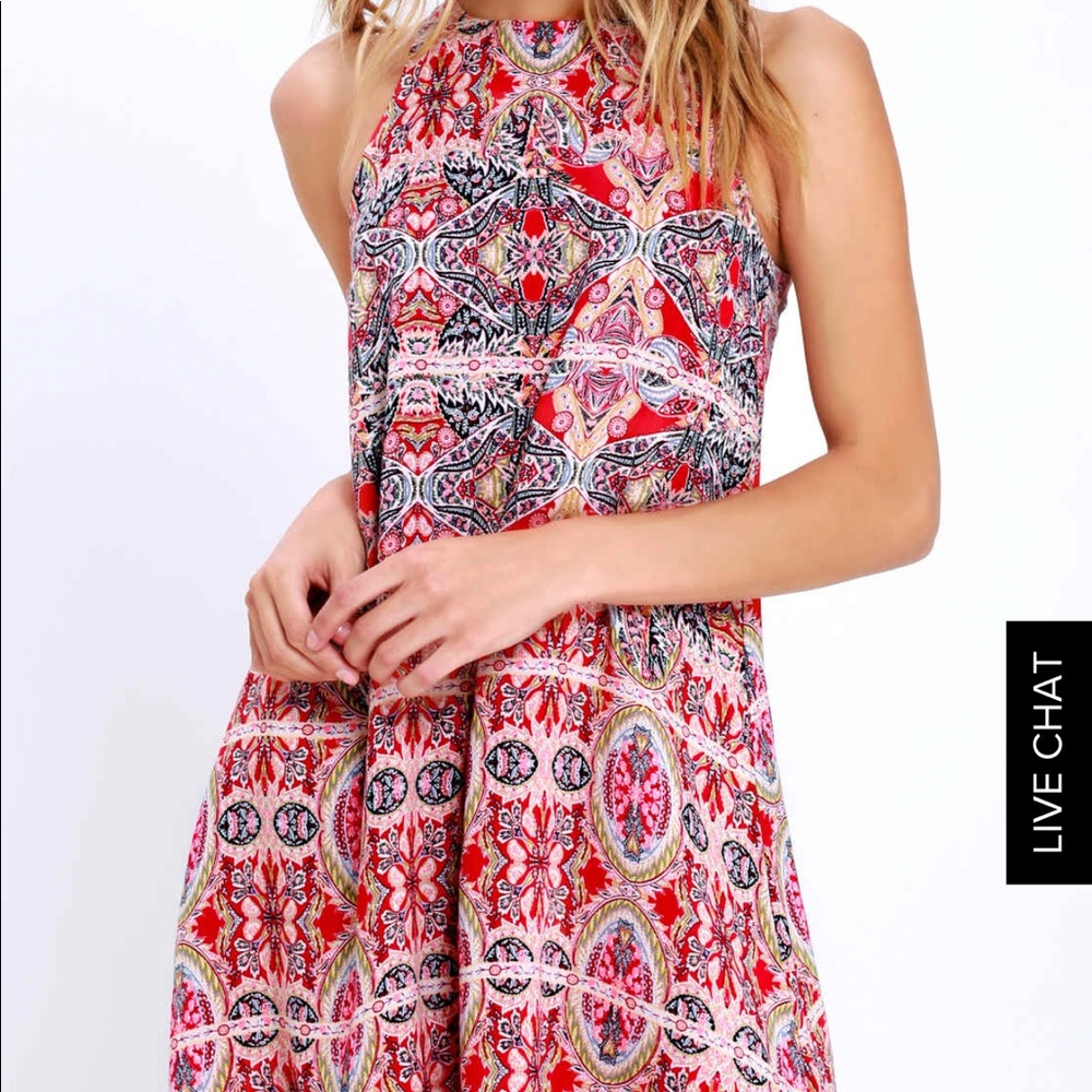 Lulu’s Red Print Swing Dress